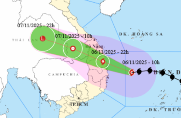 Bão số 13 Kalmaegi giật trên cấp 17, ảnh hưởng từ Nam TP Đà Nẵng - Đắk Lắk từ chiều nay 6-11 - Ảnh 1.
