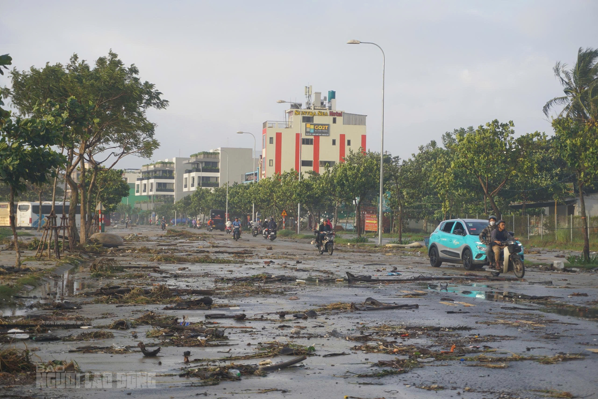 Hình ảnh bãi biển Đà Nẵng ngổn ngang sau bão số 13 Kalmaegi - Ảnh 10.