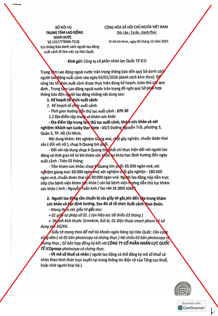 Colab cảnh báo mạo danh lừa tiền lao động đi Hàn Quốc - Ảnh 1.