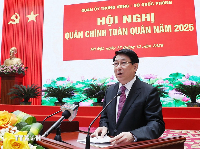 Chủ tịch nước Lương Cường dự Hội nghị Quân chính toàn quân - Ảnh 3.