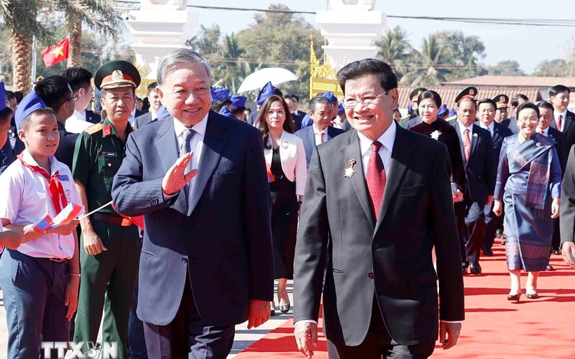 Tổng Bí thư Tô Lâm và Phu nhân kết thúc tốt đẹp chuyến thăm cấp Nhà nước tới Lào - Ảnh 2.