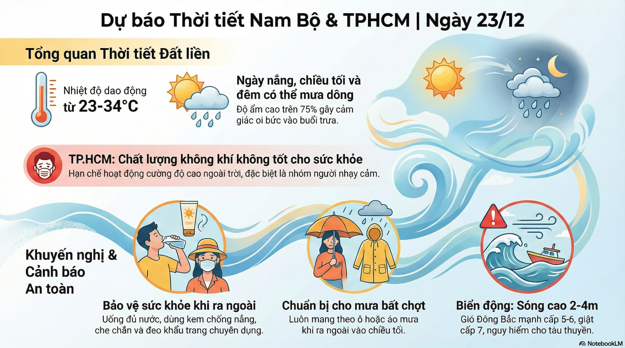 Dự báo thời tiết hôm nay, 23-12: Nam Bộ có nơi nhiệt độ cao trên 34 độ C - Ảnh 2.