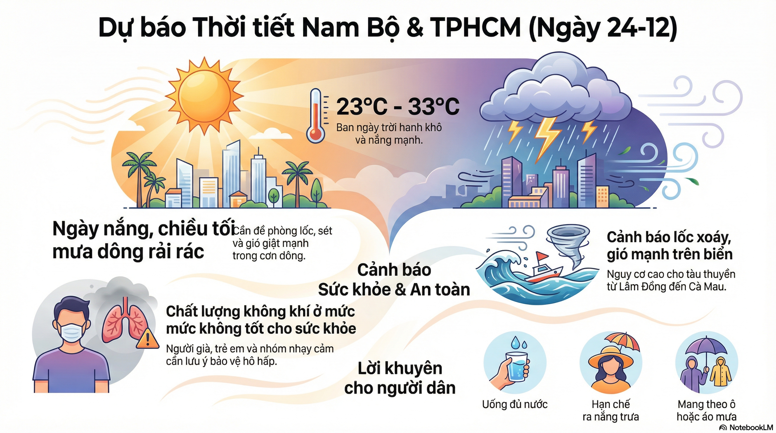 Dự báo thời tiết hôm nay, 23-12: Nam Bộ về cuối ngày có mưa vài nơi - Ảnh 2.