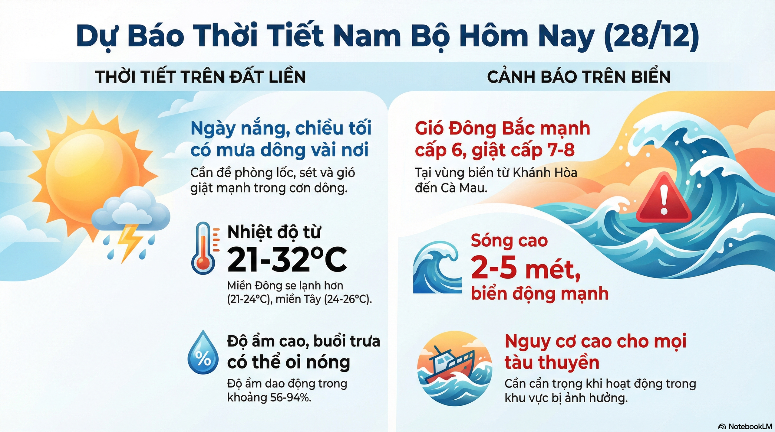 Dự báo thời tiết hôm nay, 28-12: TPHCM và Nam Bộ se lạnh nhẹ, ngày nắng - Ảnh 2.