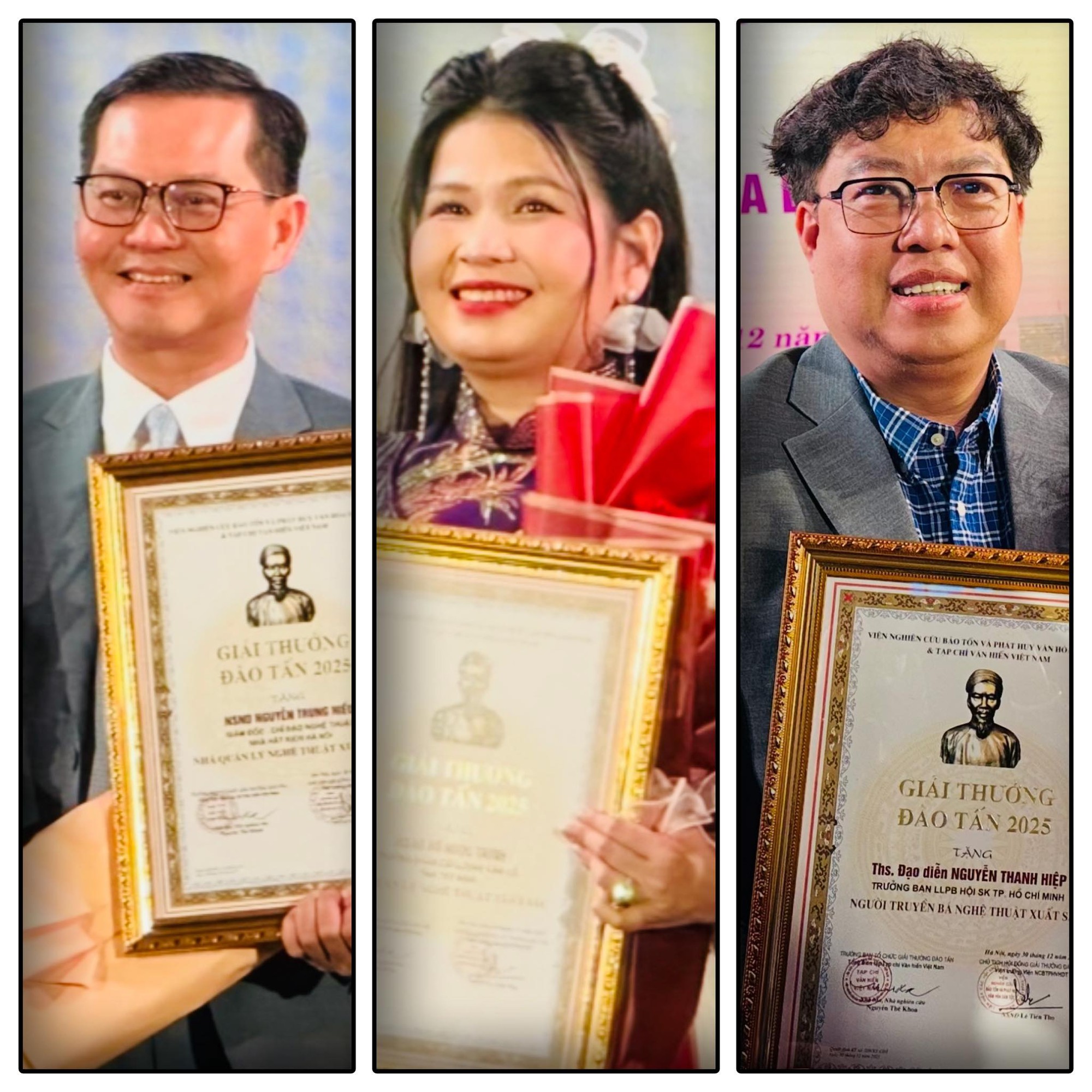 Trung Hiếu, Thanh Hiệp, Hồ Ngọc Trinh được trao giải thưởng Đào Tấn - Ảnh 1.