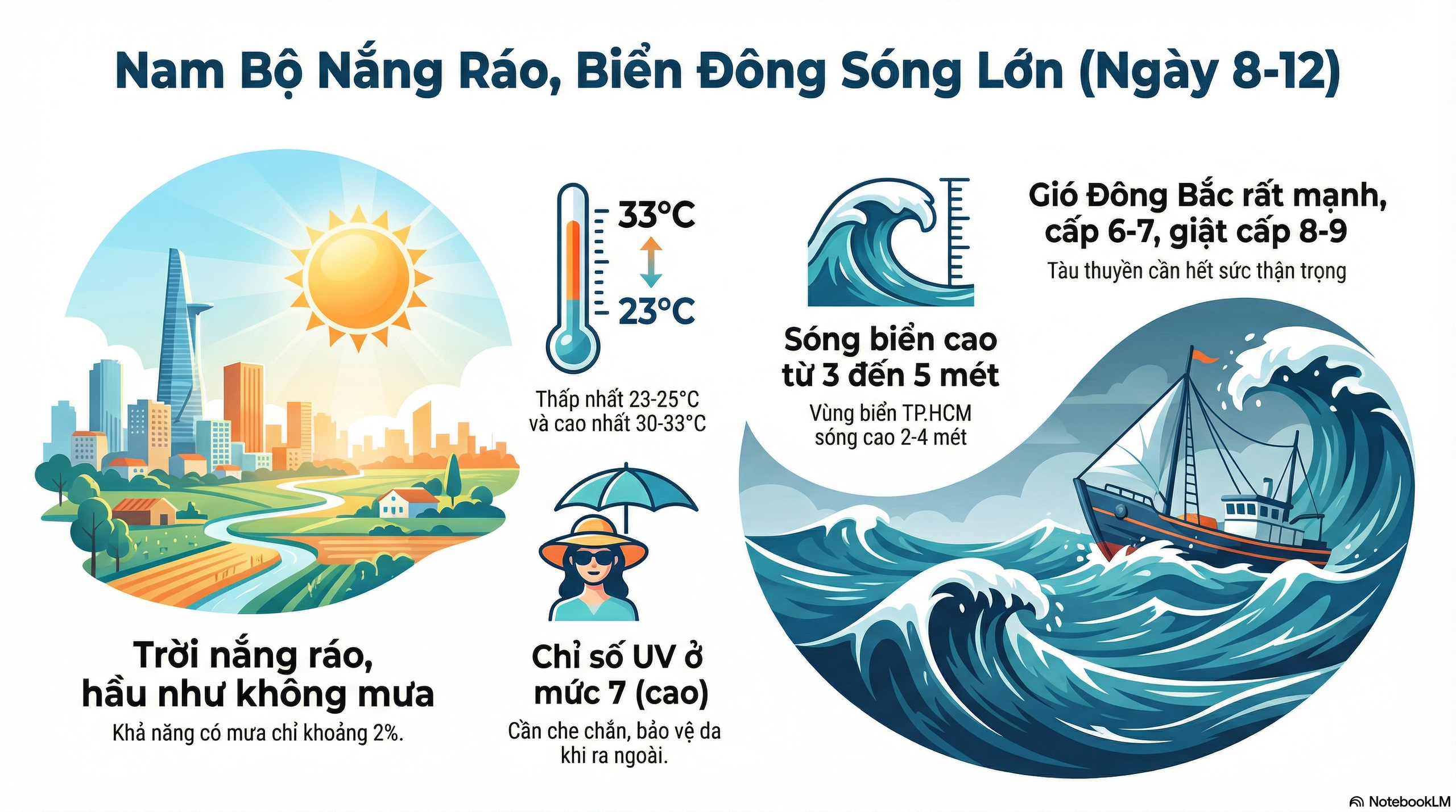Dự báo thời tiết hôm nay, 8-12: TPHCM và Nam Bộ trời nắng, chỉ số UV ở mức 7 - Ảnh 2.