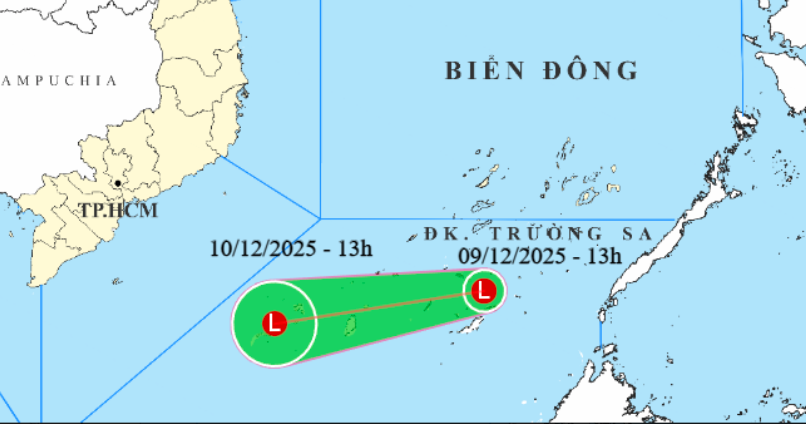 Xuất hiện vùng áp thấp ở Nam Biển Đông - Ảnh 1.