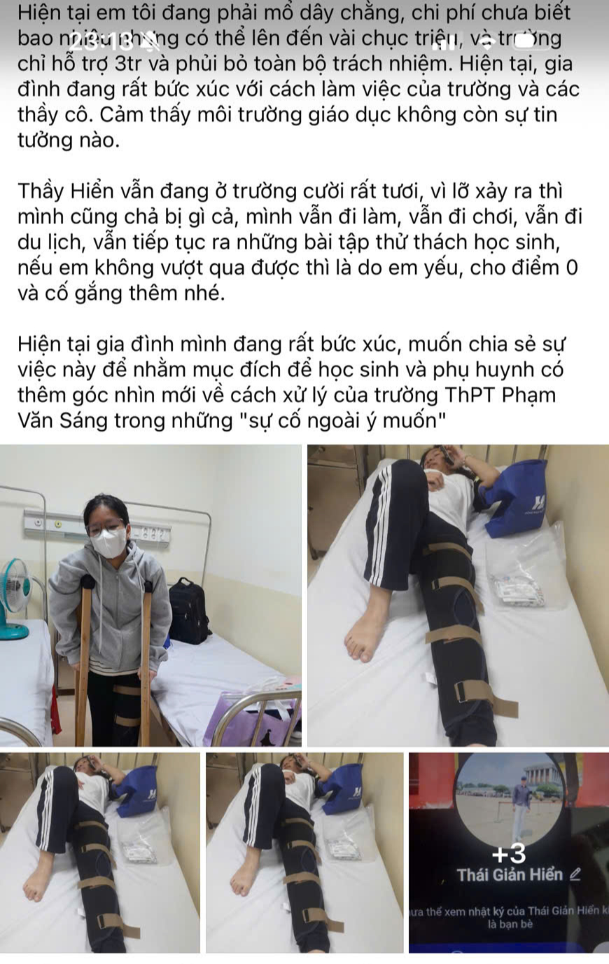 Είναι τα σχολεία και οι εκπαιδευτικοί αδιάφοροι όταν οι μαθητές έχουν ατυχήματα κατά τη διάρκεια του μαθήματος της φυσικής αγωγής; - Φωτογραφία 2. Nhà trường và giáo viên thờ ơ khi học sinh gặp nạn trong tiết thể dục?- Ảnh 2.