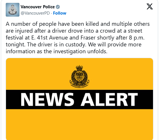 Canada: Nhiều người thiệt mạng trong lễ hội đường phố ở TP Vancouver- Ảnh 1. Canada: Nhiều người thiệt mạng trong lễ hội đường phố ở TP Vancouver- Ảnh 1.