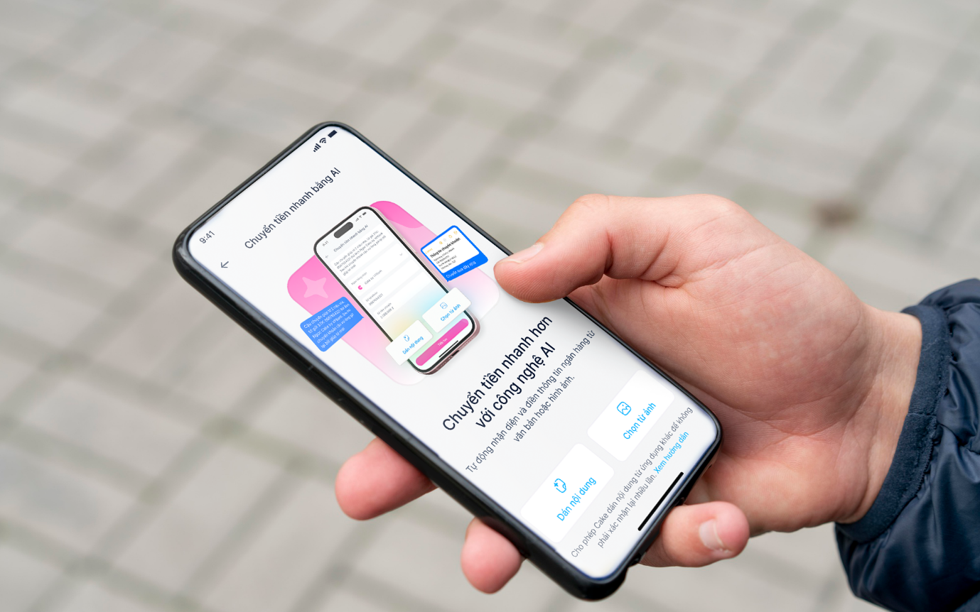 Ngân hàng số Cake tung tính năng chuyển tiền nhanh AI từ hình ảnh và tin nhắn