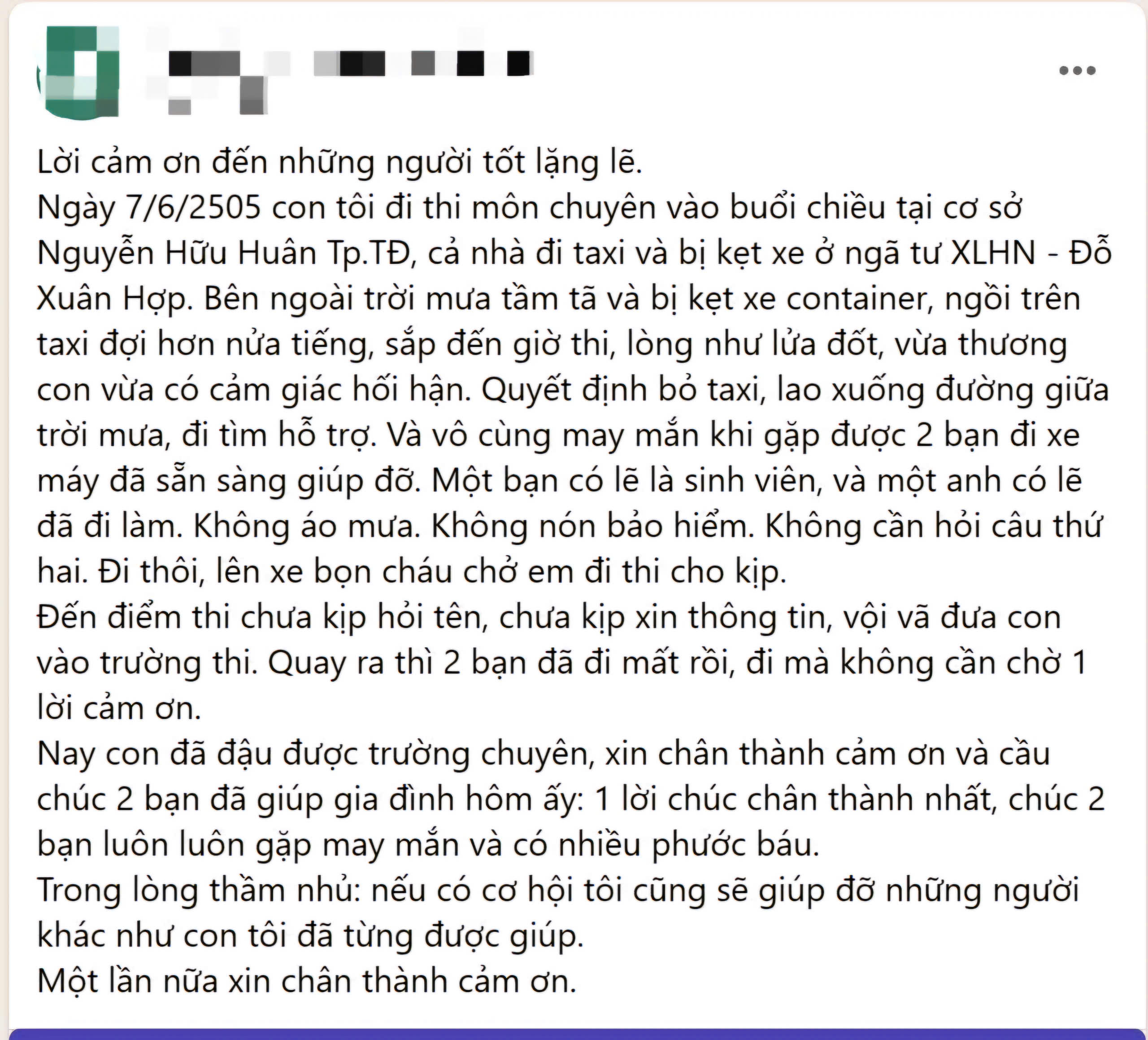 Con gái đậu trường chuyên lớp 10, người cha viết thư cảm ơn 2 ân nhân- Ảnh 1. Con gái đậu trường chuyên lớp 10, người cha viết thư cảm ơn 2 ân nhân- Ảnh 1.