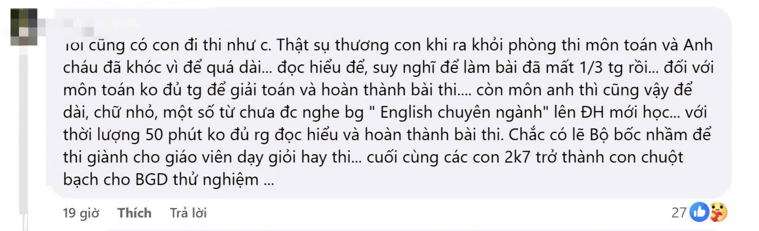 ہائی اسکول کا امتحان بہت مشکل ہے: امیدوار مایوسی کا شکار ہیں، والدین  Đề thi THPT quá khó: Thí sinh chìm trong thất vọng, phụ huynh “kêu cứu”- Ảnh 3.