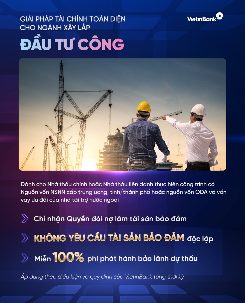 VietinBank ra mắt giải pháp tài chính cho nhà thầu xây lắp đầu tư công- Ảnh 1. VietinBank ra mắt giải pháp tài chính cho nhà thầu xây lắp đầu tư công- Ảnh 1.