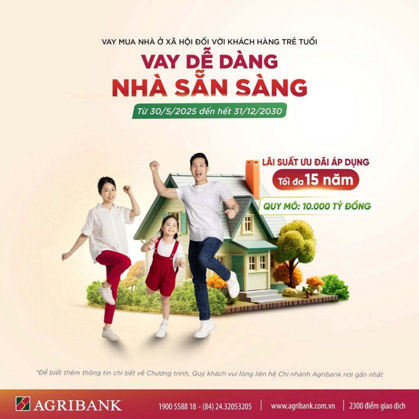 Agribank ưu đãi lãi suất cho người trẻ mua nhà ở xã hội- Ảnh 1. Agribank ưu đãi lãi suất cho người trẻ mua nhà ở xã hội- Ảnh 1.