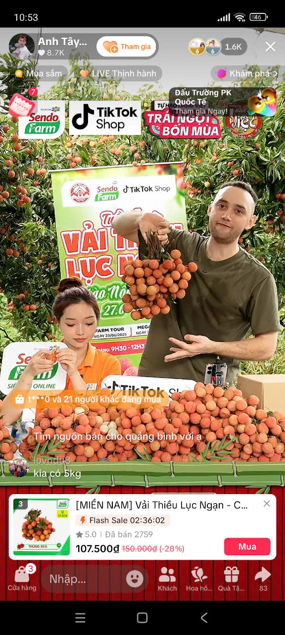Vải thiều dội chợ rớt giá, đưa lên livestream 