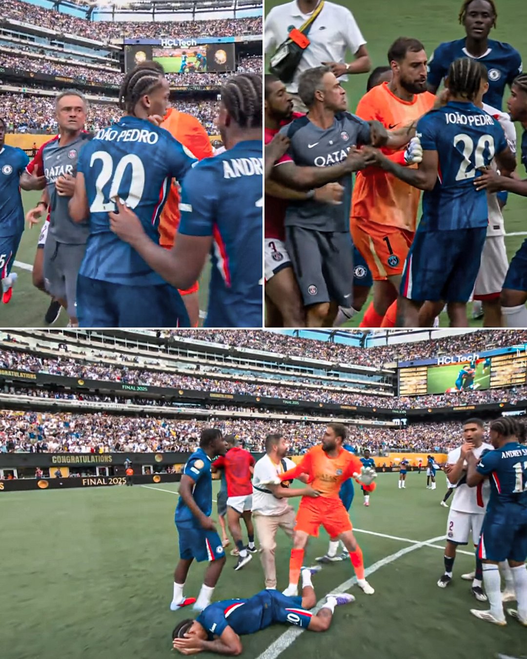 Club World Cup៖ គ្រូបង្វឹក Enrique និង Joao Pedro ប៉ះទង្គិចគ្នាដោយចាប់កគ្នា - រូបថត ១. Club World Cup: HLV Enrique và Joao Pedro xô xát, bóp cổ đối phương- Ảnh 1.