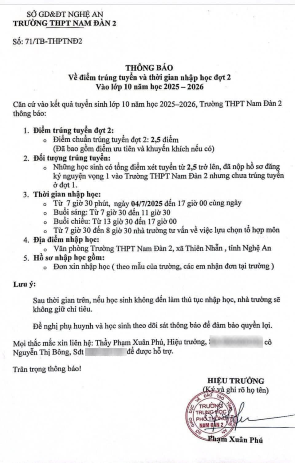 Một trường THPT tuyển sinh đợt 2 với mức điểm chuẩn 2,5 điểm- Ảnh 1.