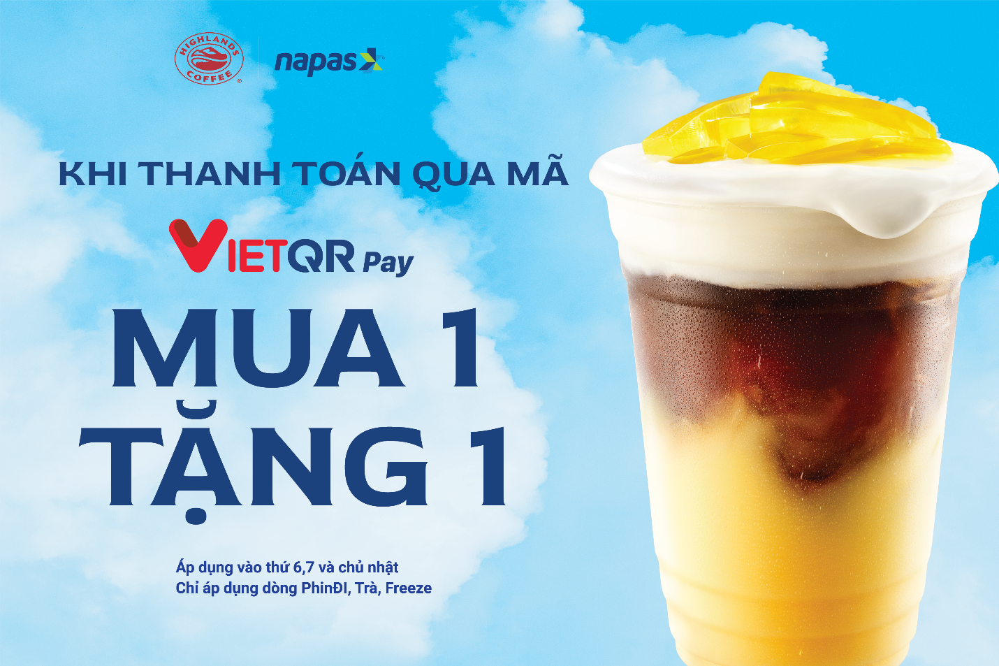Mua 1 tặng 1 tại Highlands khi thanh toán bằng VIETQRPay- Ảnh 1. Mua 1 tặng 1 tại Highlands khi thanh toán bằng VIETQRPay- Ảnh 1.