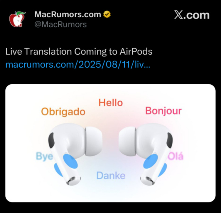 Tai nghe Apple AirPods đời 2025 sắp có tính năng dịch trực tiếp? - Ảnh 1. Tai nghe Apple AirPods đời 2025 sắp có tính năng dịch trực tiếp? - Ảnh 1.