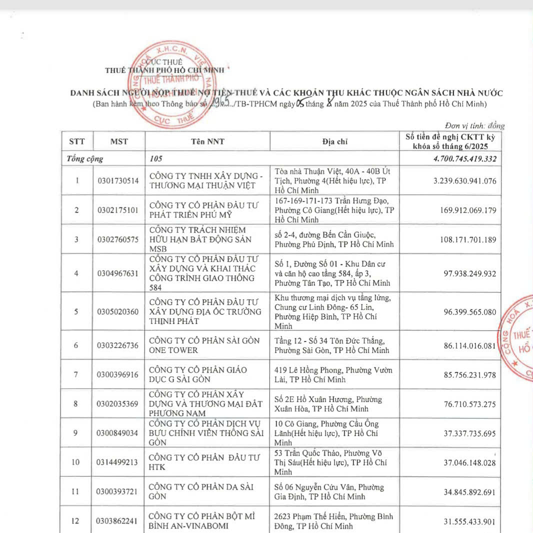 हो ची मिन्ह सिटी में एक व्यवसाय पर 3,200 बिलियन से अधिक VND कर बकाया है - फोटो 2. Một doanh nghiệp tại TP HCM nợ thuế đến hơn 3.200 tỉ đồng- Ảnh 2.