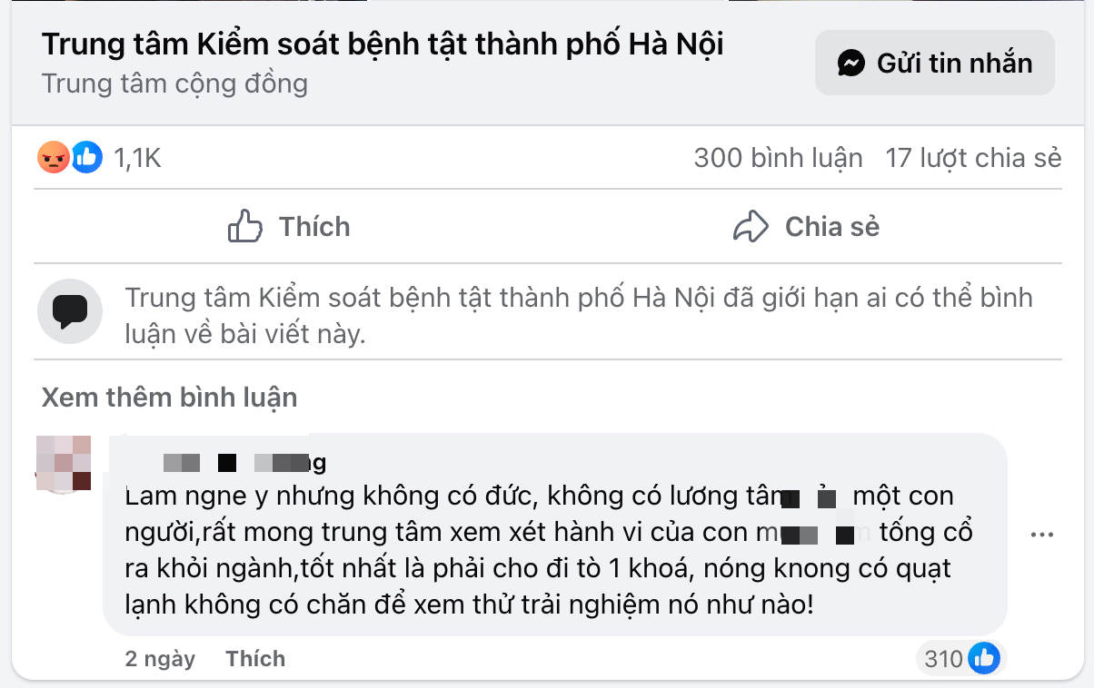 CDC Hà Nội khóa bình luận Fanpage vì nhân viên liên quan vụ 'mẹ kế bạo hành'- Ảnh 2. CDC Hà Nội khóa bình luận Fanpage vì nhân viên liên quan vụ 'mẹ kế bạo hành'- Ảnh 2.
