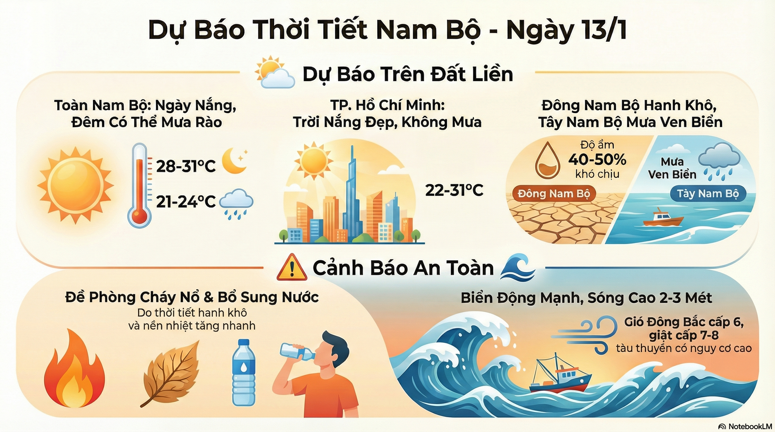 Dự báo thời tiết hôm nay, 13-1: TPHCM và Nam Bộ dễ chịu, nhiệt độ tăng nhẹ - Ảnh 2.
