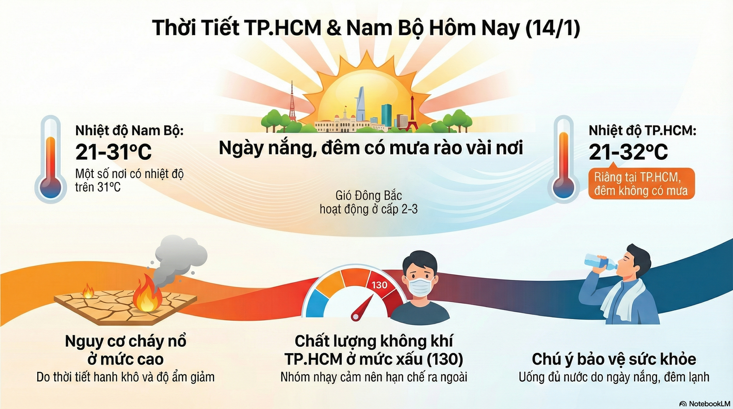Dự báo thời tiết hôm nay, 14-1: TPHCM có chất lượng không khí xấu - Ảnh 2.