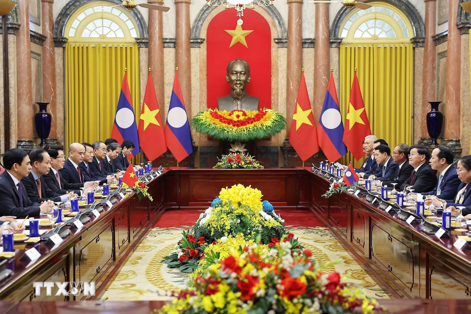 Chủ tịch nước Lương Cường hội kiến Tổng B&iacute; thư, Chủ tịch nước L&agrave;o - Ảnh 5.