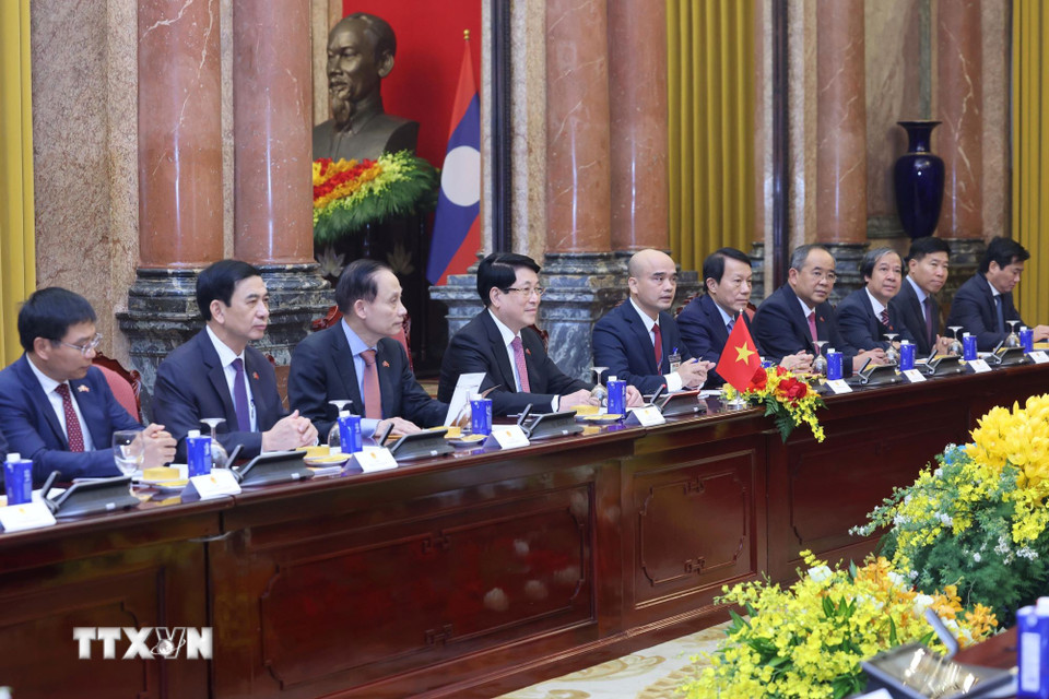 Chủ tịch nước Lương Cường hội kiến Tổng B&iacute; thư, Chủ tịch nước L&agrave;o - Ảnh 7.