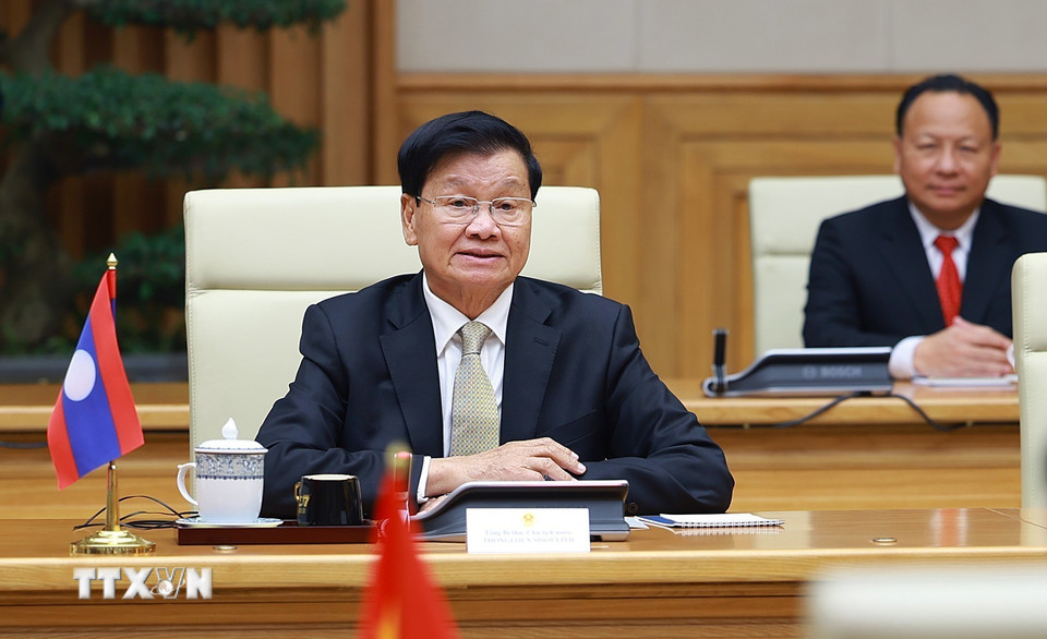 Thủ tướng Phạm Minh Ch&iacute;nh hội kiến Tổng B&iacute; thư, Chủ tịch nước L&agrave;o - Ảnh 8.
