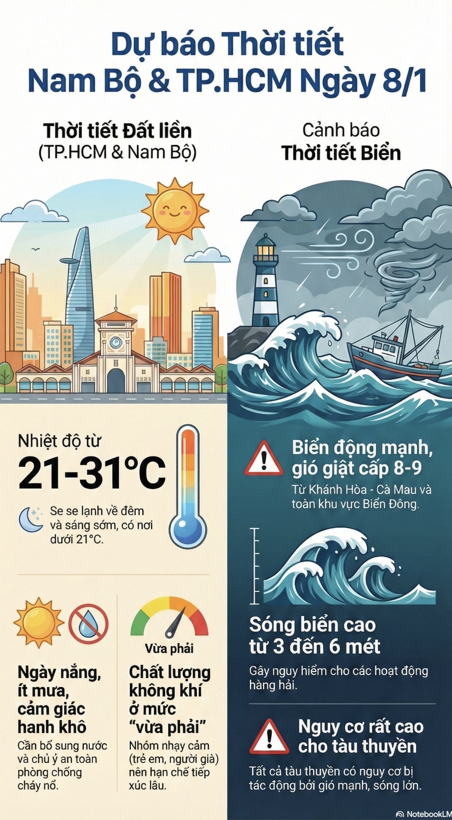 Dự báo thời tiết hôm nay, 8-1: TPHCM và Nam Bộ trời se lạnh, hanh khô - Ảnh 2.