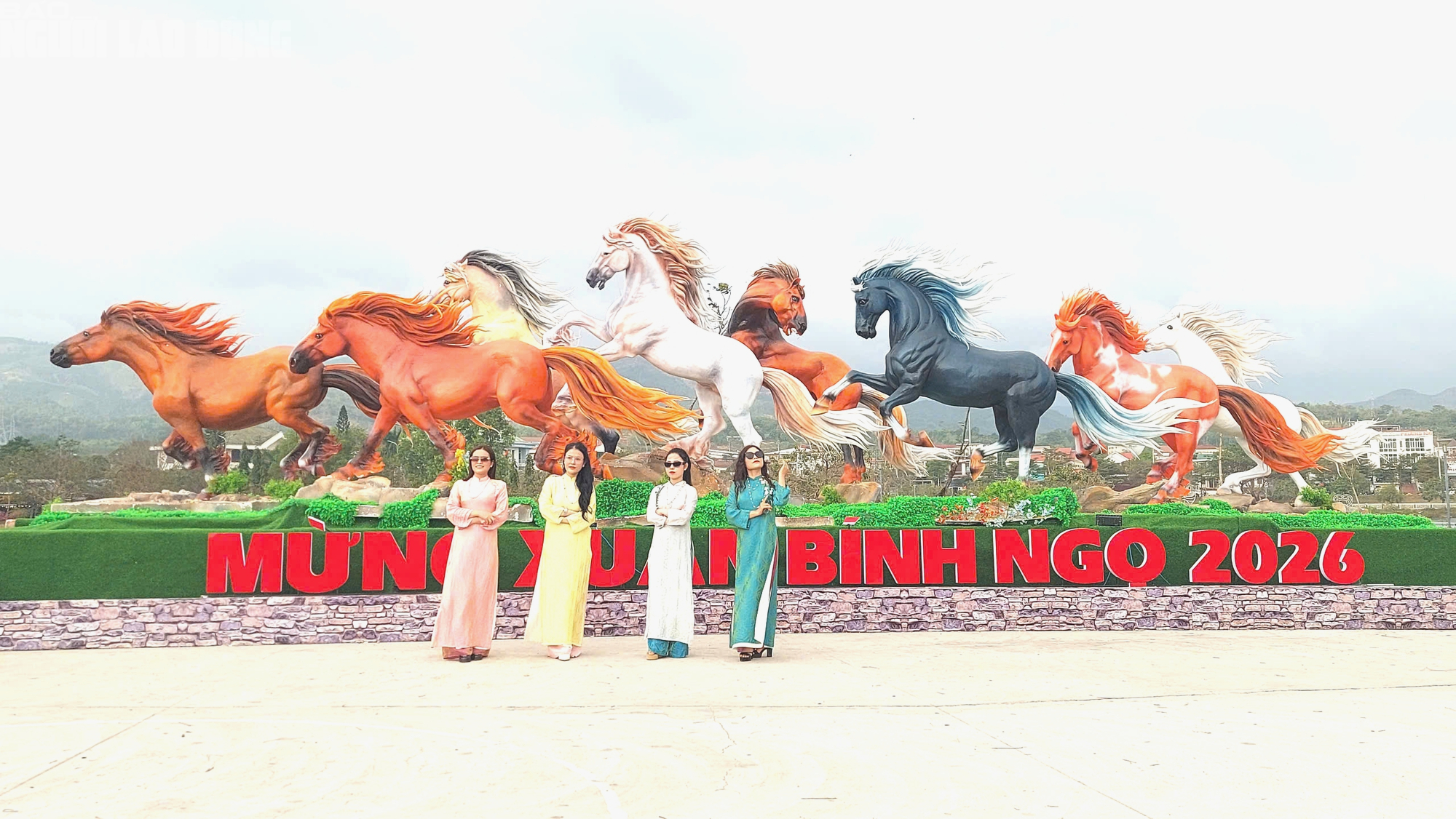 Cận cảnh 8 linh vật ngựa ở Lao Bảo - điểm nhấn văn h&oacute;a tết 2026 - Ảnh 1.