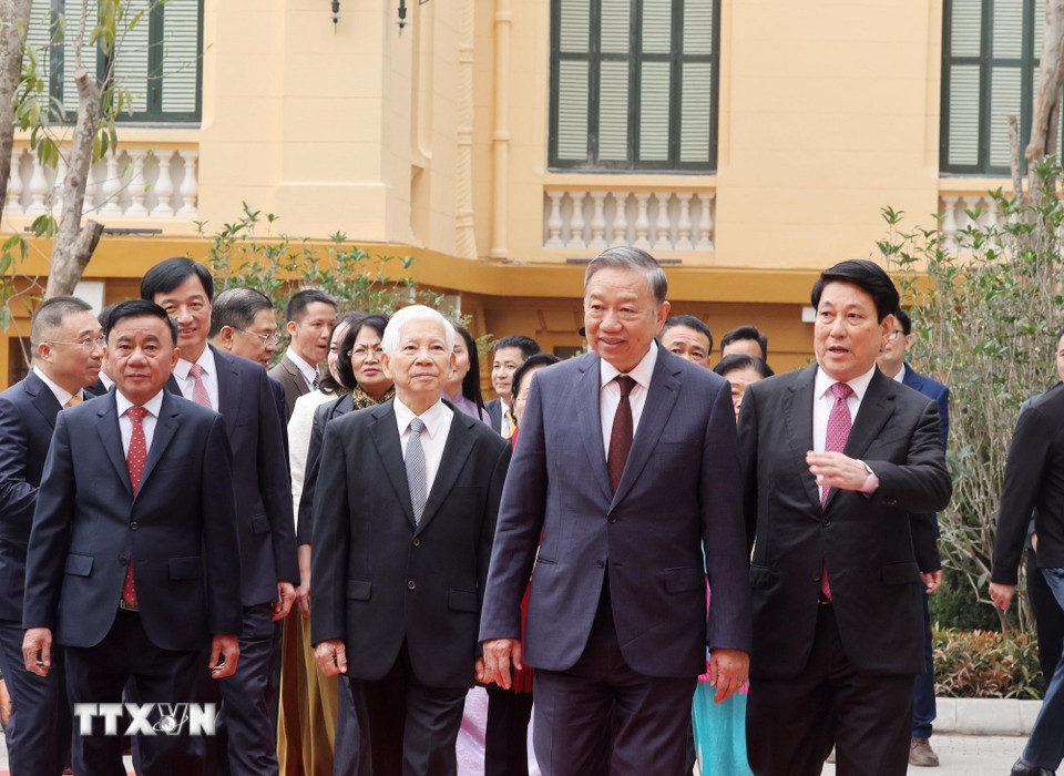 Tổng B&iacute; thư T&ocirc; L&acirc;m, Chủ tịch nước Lương Cường dự kh&aacute;nh th&agrave;nh c&ocirc;ng tr&igrave;nh Trụ sở l&agrave;m việc Cơ quan Chủ  - Ảnh 11.