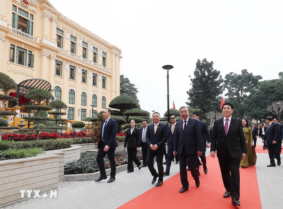 Tổng B&iacute; thư T&ocirc; L&acirc;m, Chủ tịch nước Lương Cường dự kh&aacute;nh th&agrave;nh c&ocirc;ng tr&igrave;nh Trụ sở l&agrave;m việc Cơ quan Chủ  - Ảnh 13.