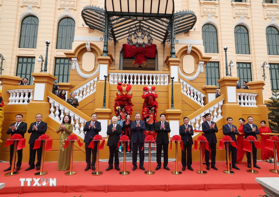 Tổng B&iacute; thư T&ocirc; L&acirc;m, Chủ tịch nước Lương Cường dự kh&aacute;nh th&agrave;nh c&ocirc;ng tr&igrave;nh Trụ sở l&agrave;m việc Cơ quan Chủ  - Ảnh 3.