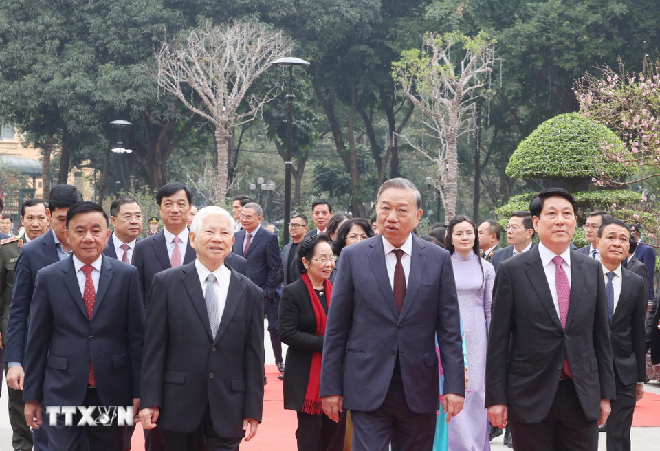Tổng B&iacute; thư T&ocirc; L&acirc;m, Chủ tịch nước Lương Cường dự kh&aacute;nh th&agrave;nh c&ocirc;ng tr&igrave;nh Trụ sở l&agrave;m việc Cơ quan Chủ  - Ảnh 12.