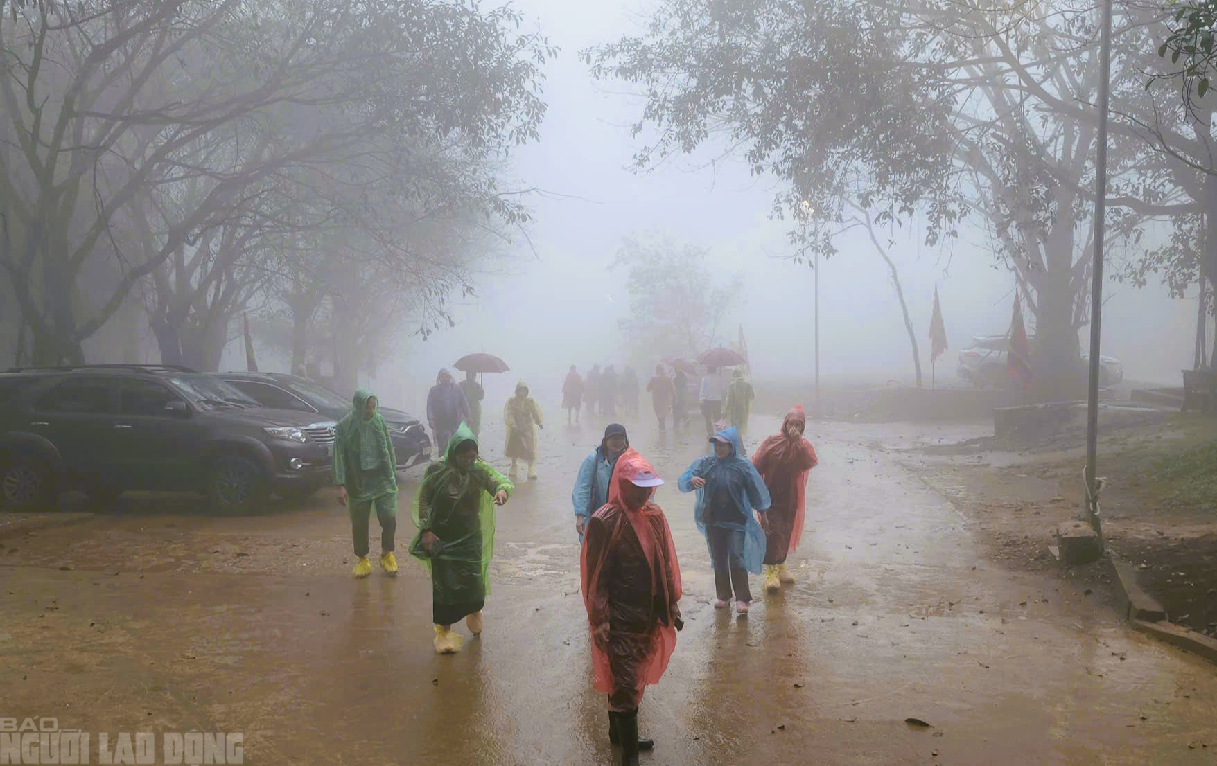 VIDEO: Người d&acirc;n "đội mưa" đi quanh huyệt đạo thi&ecirc;ng tr&ecirc;n đỉnh n&uacute;i Nưa cầu may mắn - Ảnh 4.