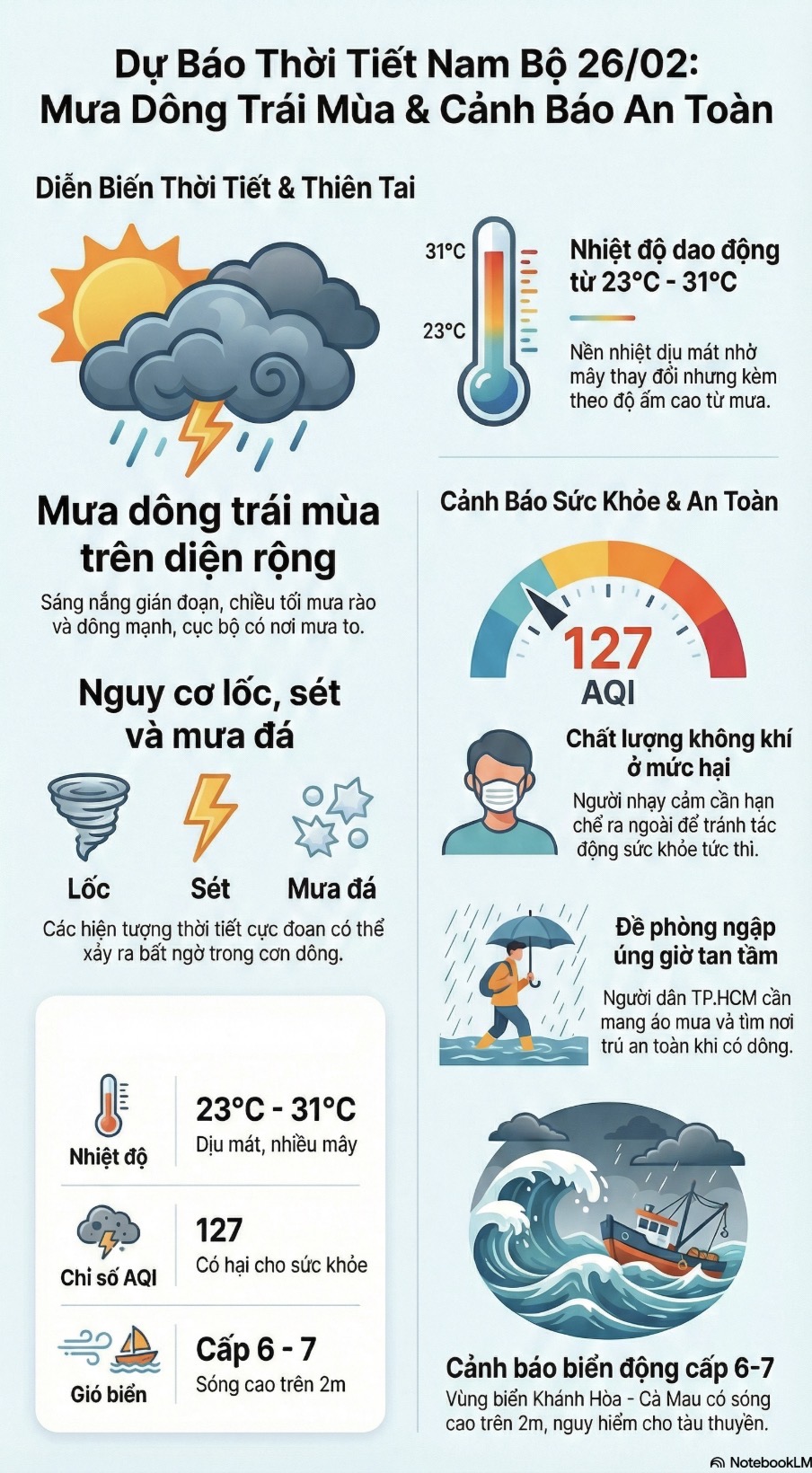 Dự báo thời tiết hôm nay, 26-2: TPHCM và Nam Bộ xuất hiện mưa trái mùa diện rộng - Ảnh 2.