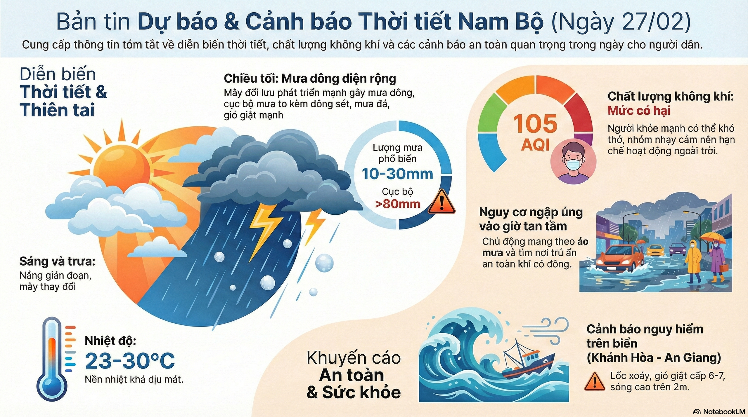 Dự báo thời tiết hôm nay, 27-2: TPHCM và Nam Bộ tiếp tục có mưa trái mùa - Ảnh 2.
