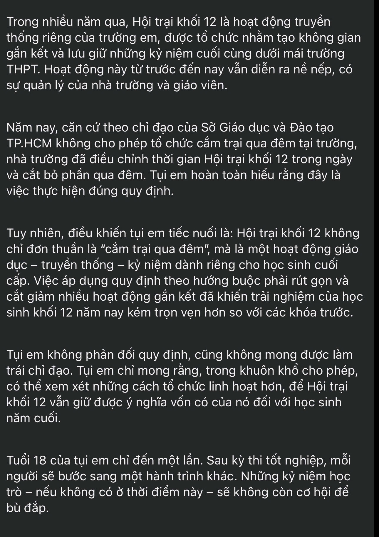 Tổ chức hội trại không cho học sinh ở qua đêm, Sở GD-ĐT TPHCM nói gì? - Ảnh 2.