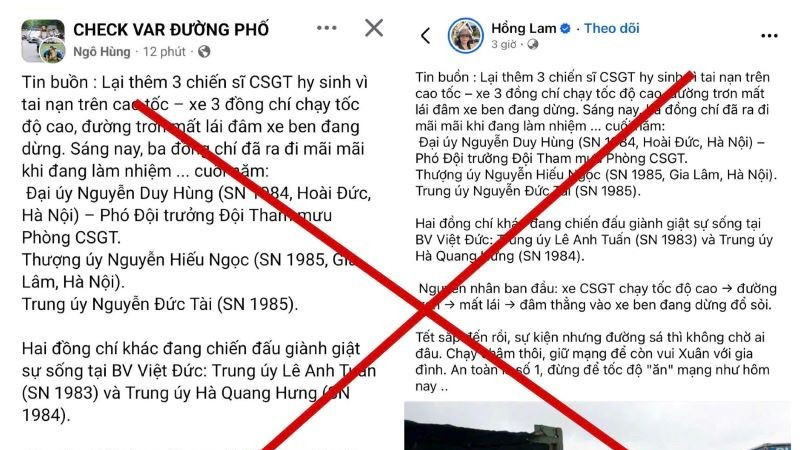 Thông tin sai sự thật về 3 chiến sĩ CSGT hi sinh trên cao tốc năm 2026 - Ảnh 1.