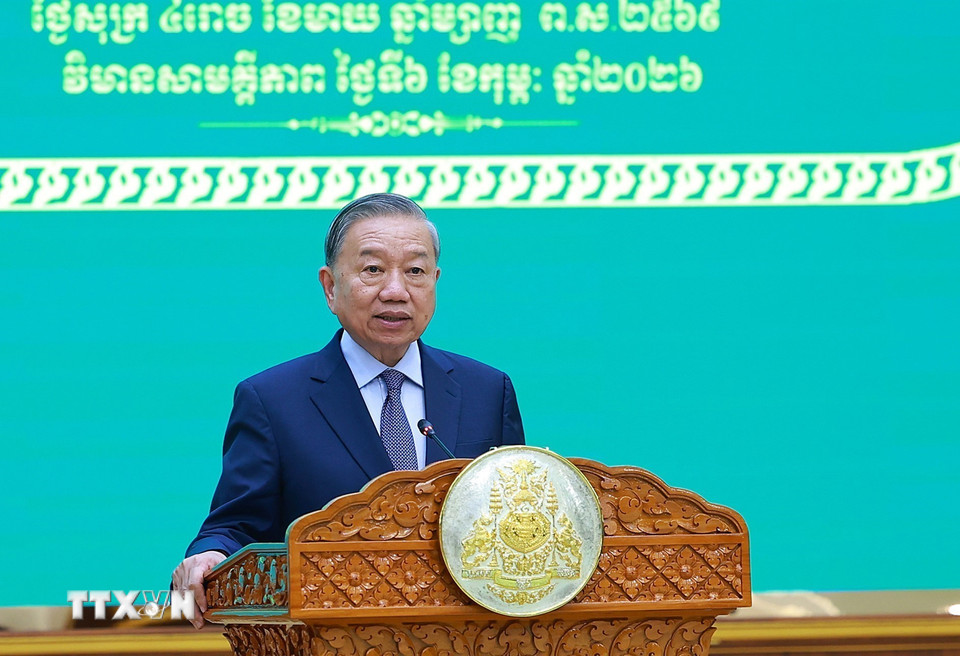 Quốc yến chào mừng Tổng Bí thư Tô Lâm và đoàn đại biểu cấp cao Việt Nam thăm Campuchia - Ảnh 3.