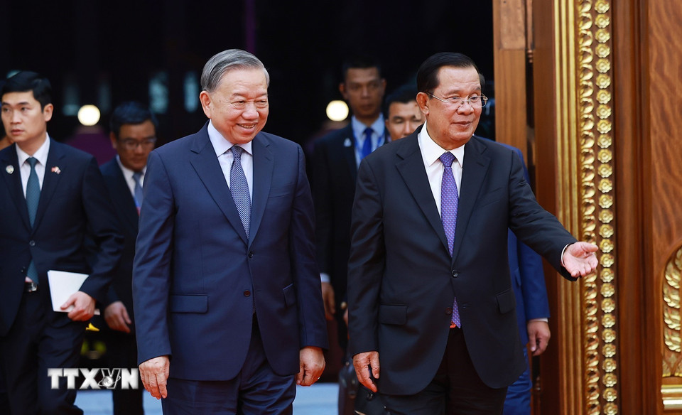 Quốc yến chào mừng Tổng Bí thư Tô Lâm và đoàn đại biểu cấp cao Việt Nam thăm Campuchia - Ảnh 5.