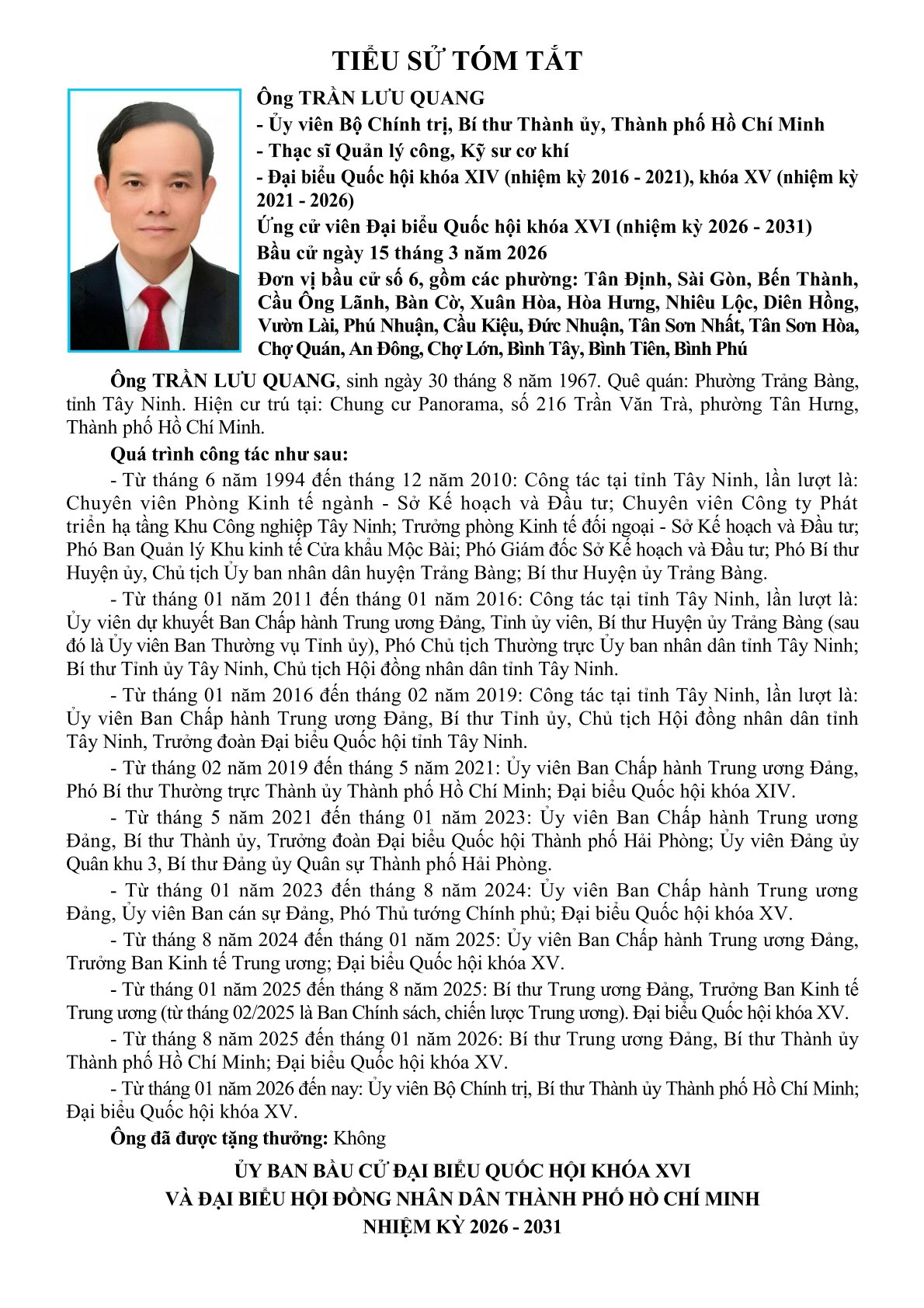 Ông Trần Lưu Quang ứng cử đại biểu Quốc hội - Ảnh 1.