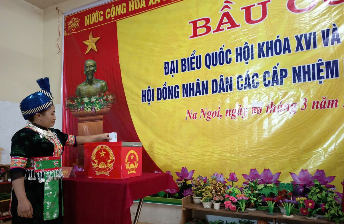 Cử tri ở 55 khu vực miền núi, biên giới Nghệ An hân hoan đi bầu cử sớm - Ảnh 3.