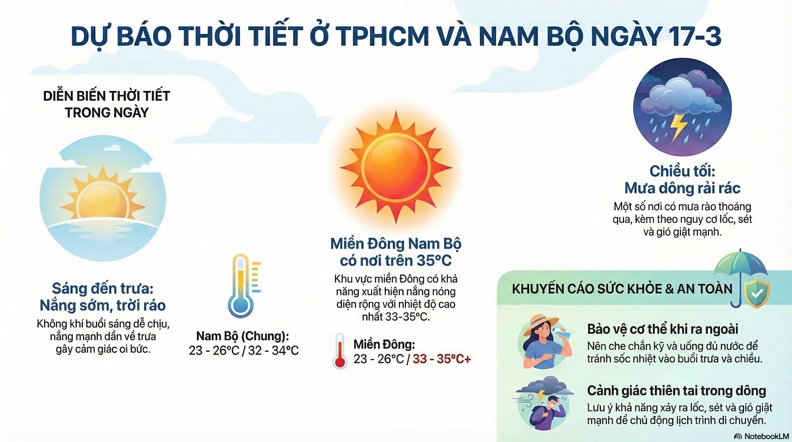 Dự báo thời tiết hôm nay, 17-3: TPHCM và Nam Bộ có nắng nóng, mưa vài nơi cuối ngày - Ảnh 1.