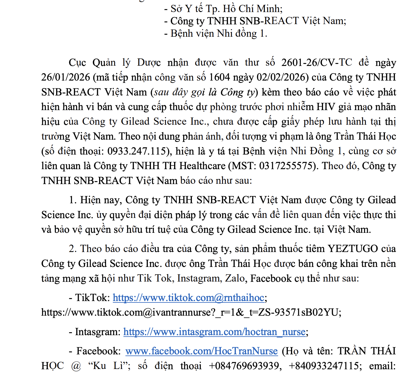 Cảnh báo thuốc tiêm HIV giả mạo chưa được cấp phép tại Việt Nam - Ảnh 2.