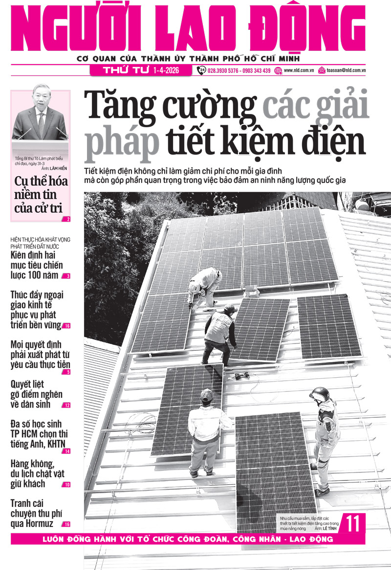 Báo in ngày 1-4: Tăng cường các giải pháp tiết kiệm điện - Ảnh 1.
