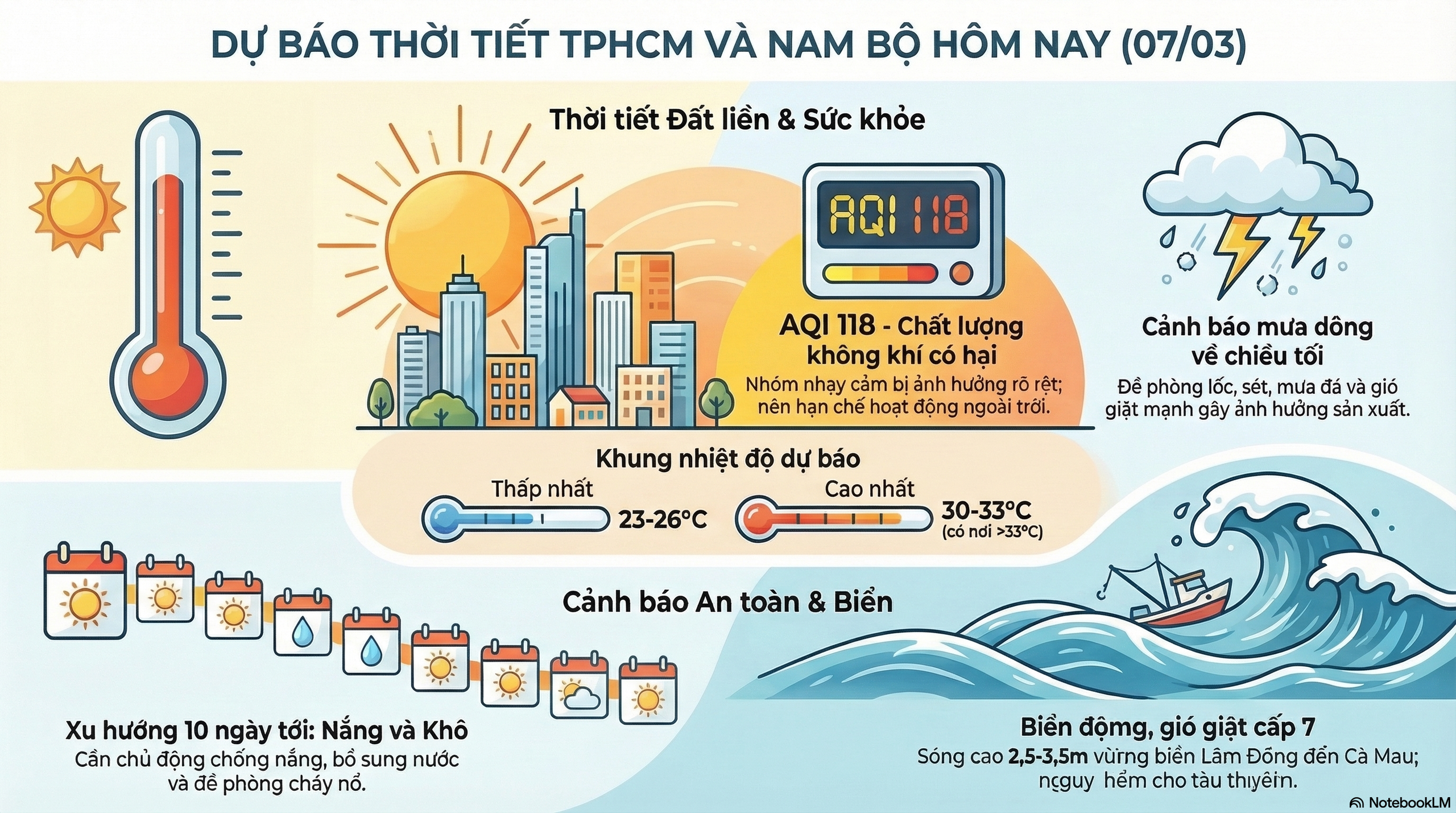 Dự báo thời tiết hôm nay, 7-3: Nam Bộ chủ yếu có nắng, chất lượng không khí TPHCM có hại - Ảnh 2.