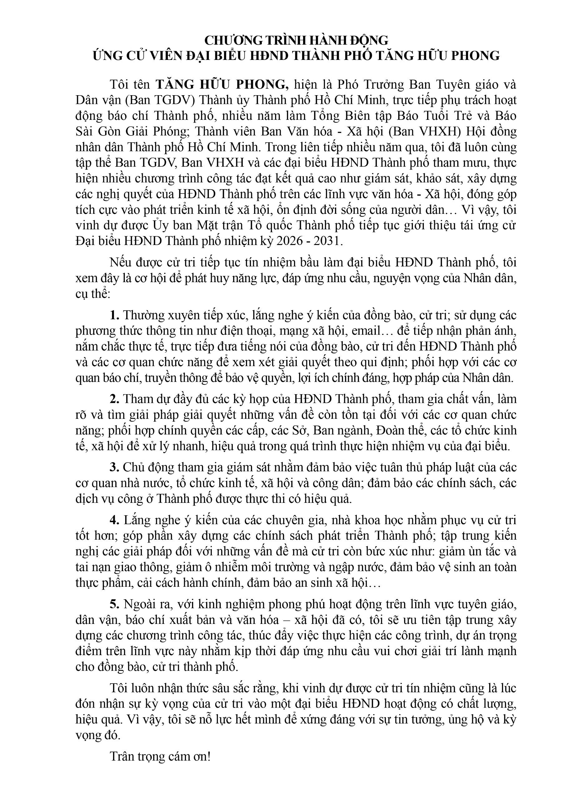 Ông Tăng Hữu Phong cam kết lắng nghe, đưa tiếng nói cử tri đến HĐND TPHCM - Ảnh 5.